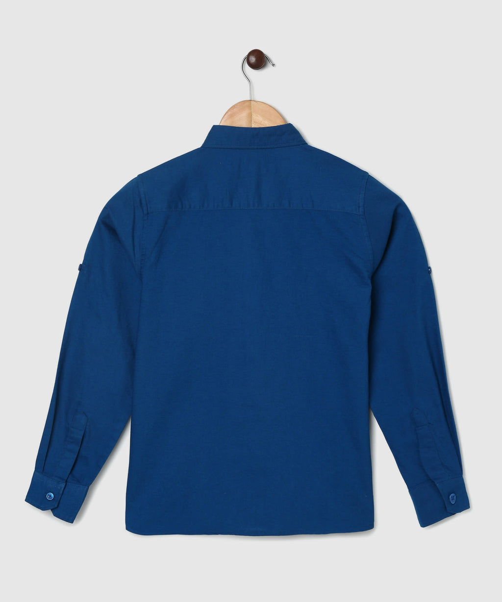 Manet Boys Full Sleeves Solid Shirt - Dark Blue | Grocsy