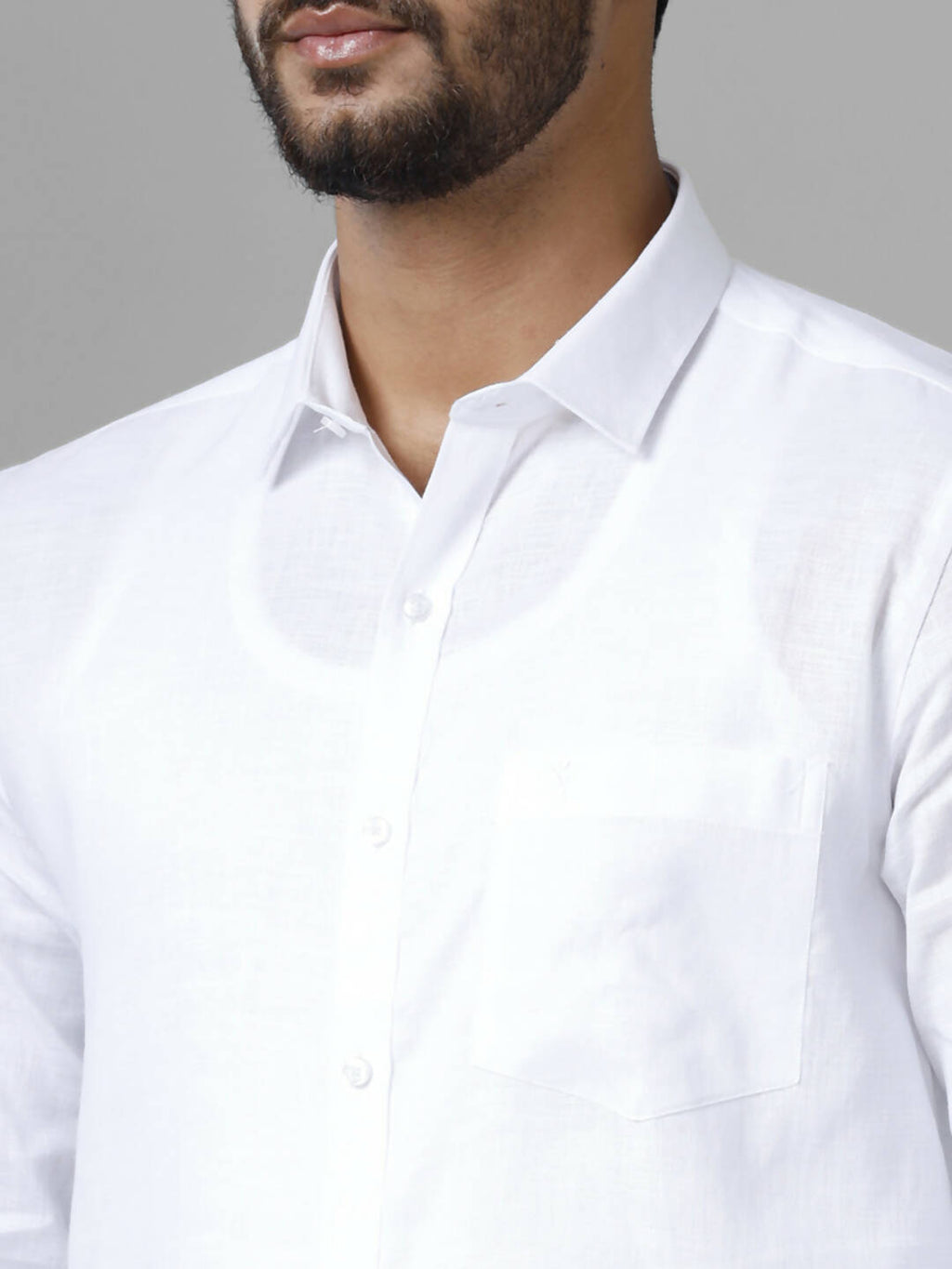 Ramraj Cotton Cotton Linen Full Sleeve White Shirt | Grocsy