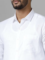 Ramraj Cotton Cotton Linen Full Sleeve White Shirt | Grocsy