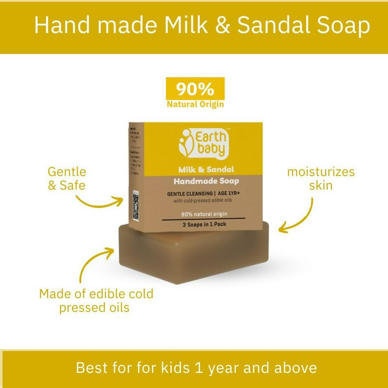Earthbaby Natural Handmade Milk & Sandal Bath Soap | Grocsy
