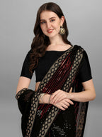 Vegaa Fashion Black Georgette Embroidered Party Wear Saree | Grocsy