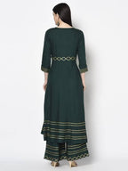 Aniyah Rayon Bottle Green Color Anarkali Kurta (AN-205K) | Grocsy
