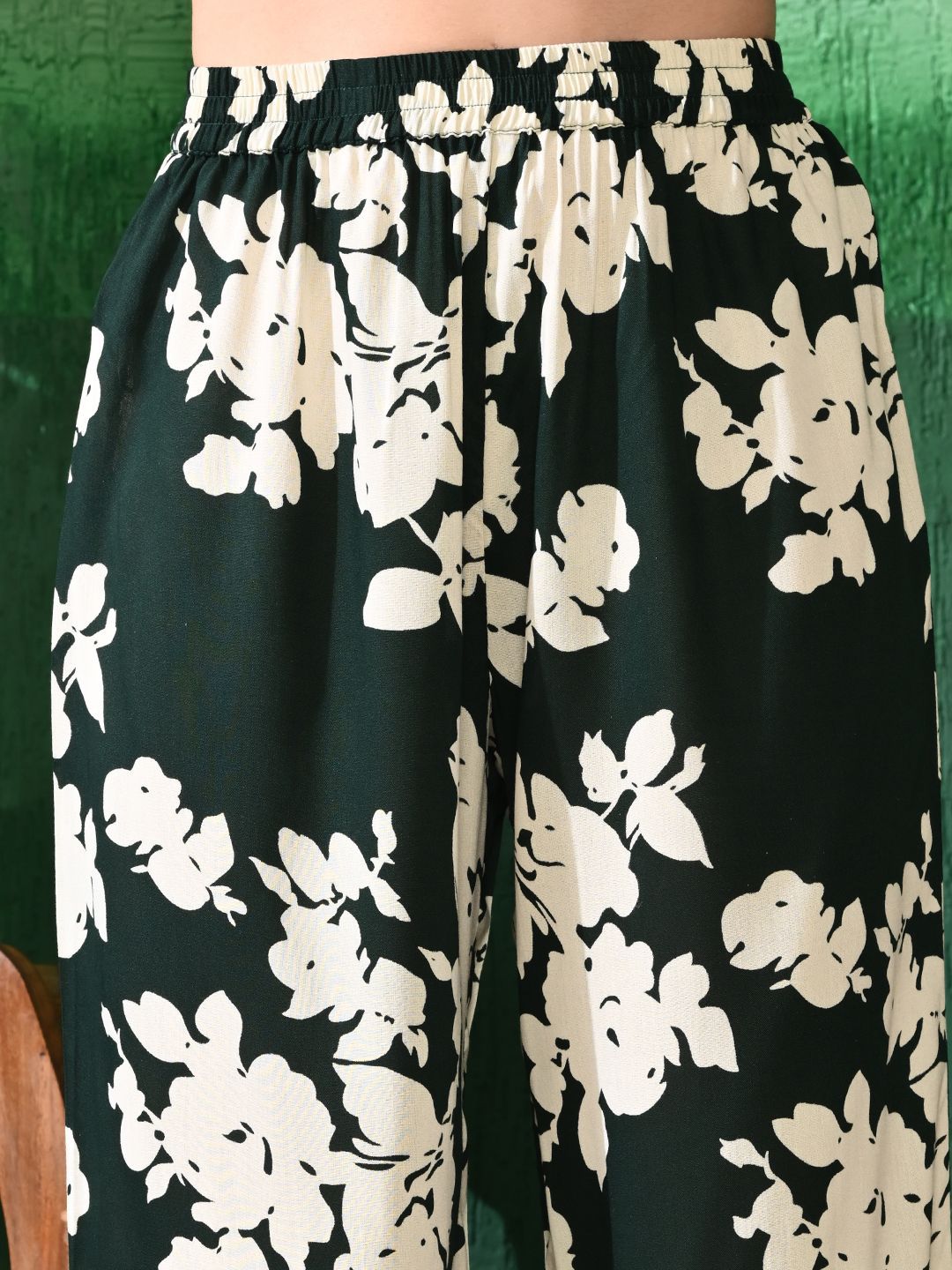 Sangria Printed A-Line Kurti With Trouser | Grocsy