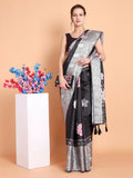 Vamsee Bhavi Black Georgette Saree | Grocsy