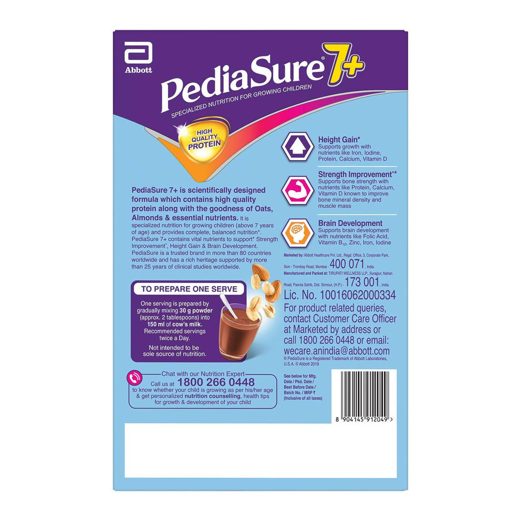 Pediasure 7 Plus Oats & Almond Nutrition Drink Powder Chocolate Flavour for Infants | Grocsy