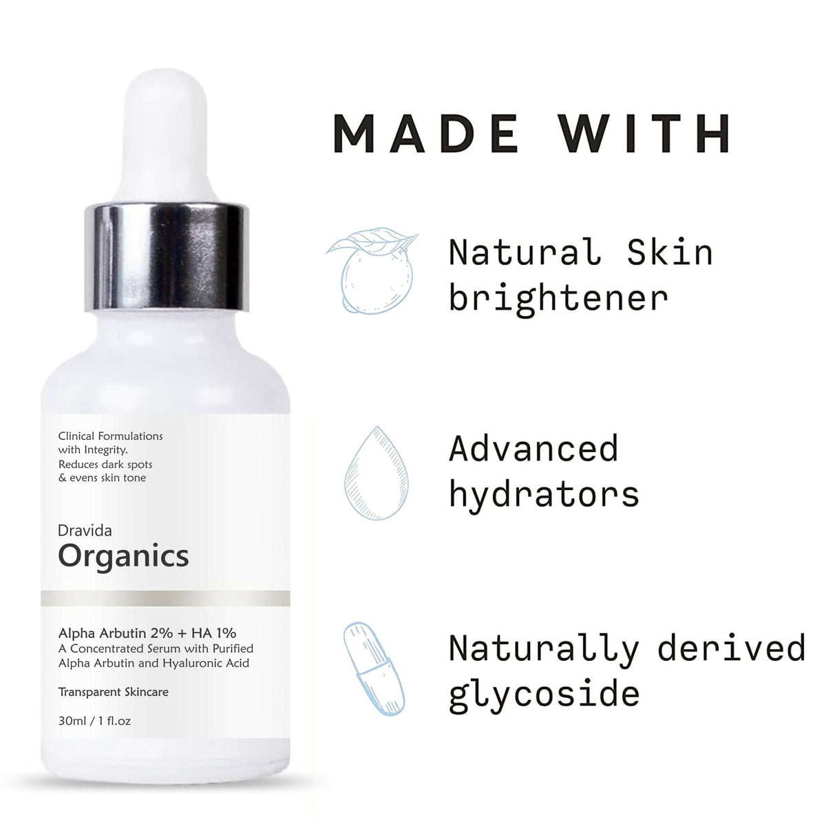 Dravida Organics Alpha Arbutin Face Serum | Grocsy
