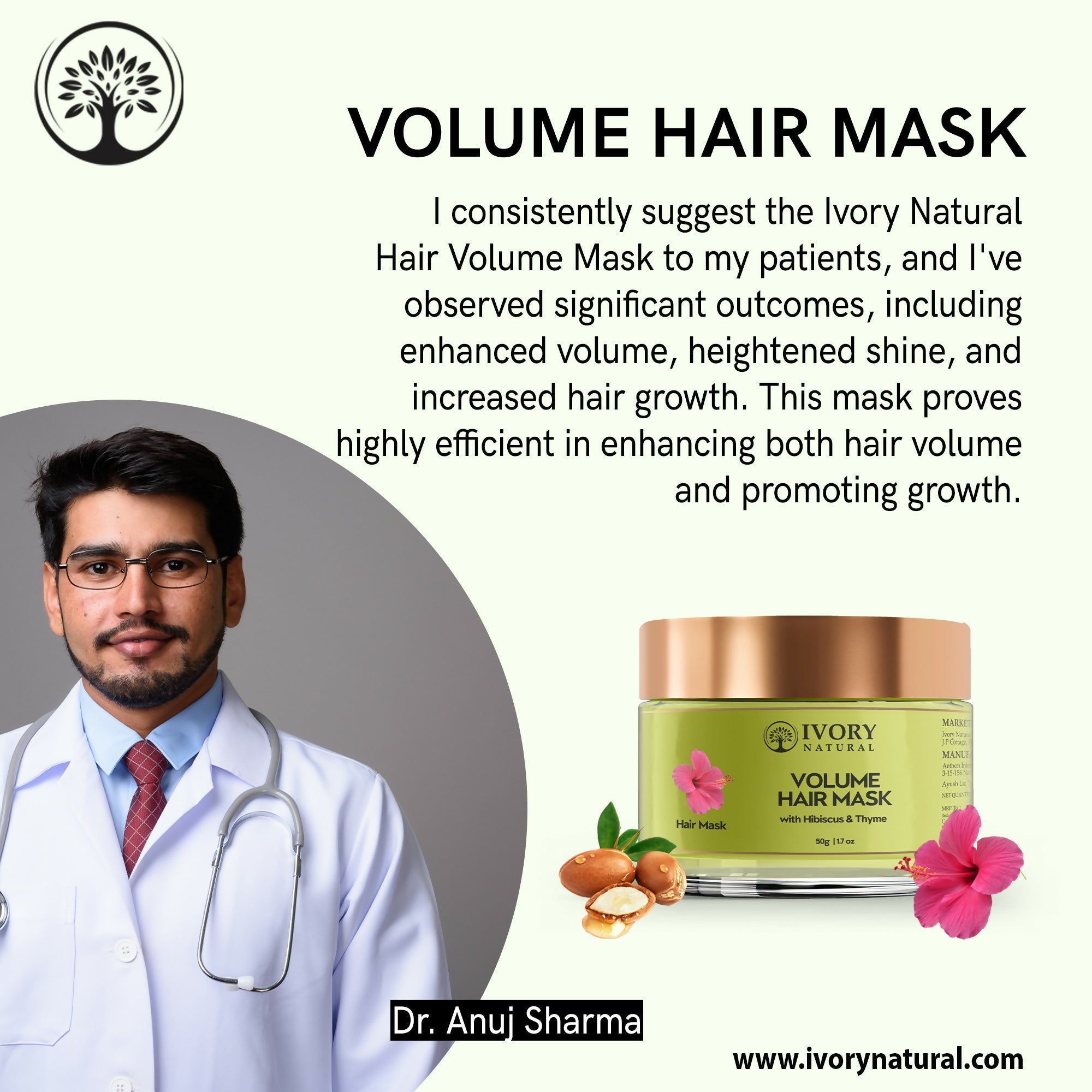 Ivory Natural Hair Volume Mask - Hair Volume And Length For Both Men & Women | Grocsy