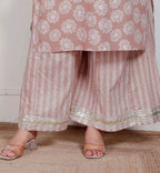 Miravan Plus Size Women Brown Floral Printed Straight Ethnic Kurta With Palazzo | Grocsy