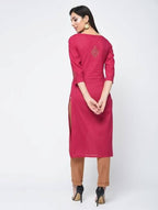 Aniyah Cotton Block Printed Traditional Straight Kurta In Magenta Color (AN-125K) | Grocsy