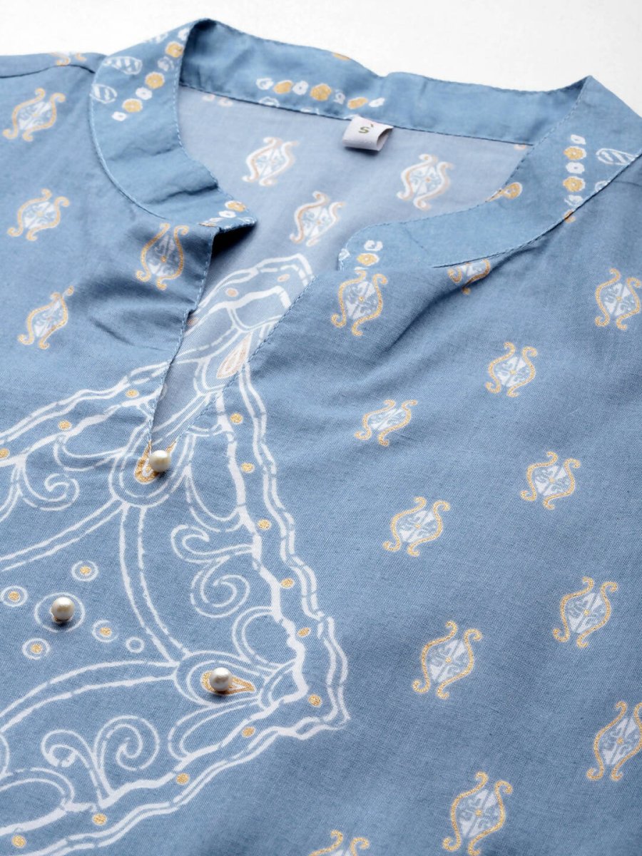 Ahalyaa Women's Traditional wear Kurta - Powder Blue | Grocsy