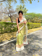 Vamsee Riddhi-Siddhi -1 Green Organza Saree | Grocsy