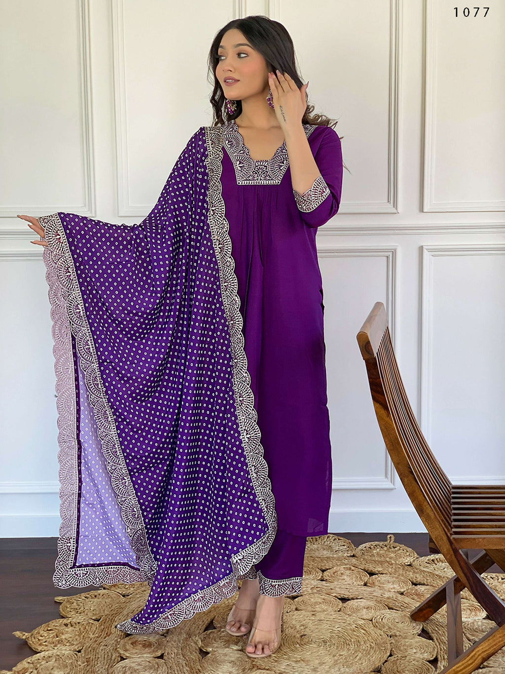 Partywear Designer ViscoseWine Stitched Suit With Dupatta - Tanisha | Grocsy