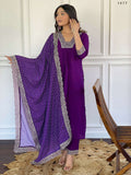 Partywear Designer ViscoseWine Stitched Suit With Dupatta - Tanisha | Grocsy