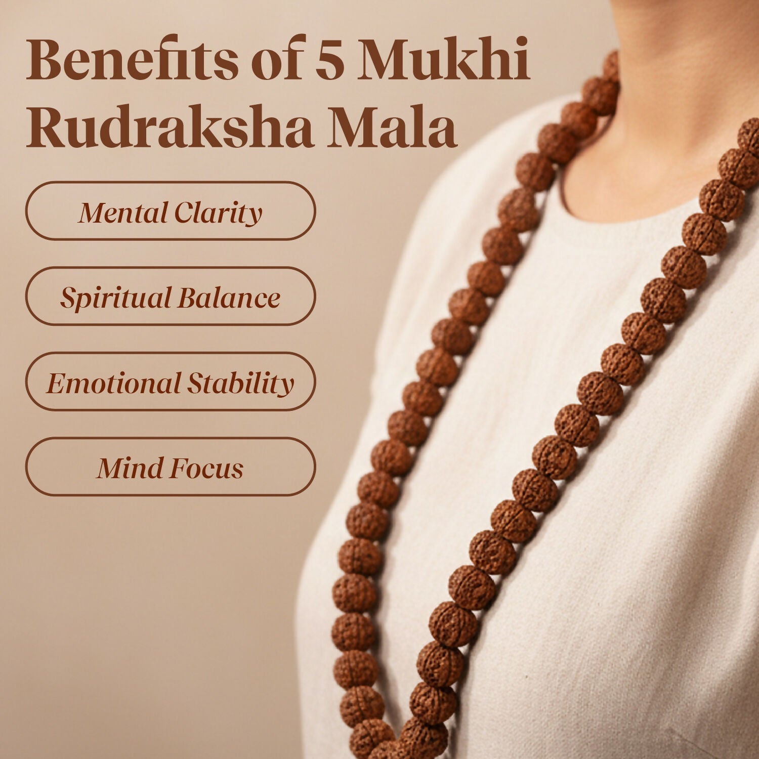 Pujashree Rudraksh Mala Large – Traditional Prayer Mala for Spiritual Healing, Chanting & Devotion | Grocsy