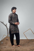 Black Modal Designer Printed Kurta Set - Mahotsav | Grocsy