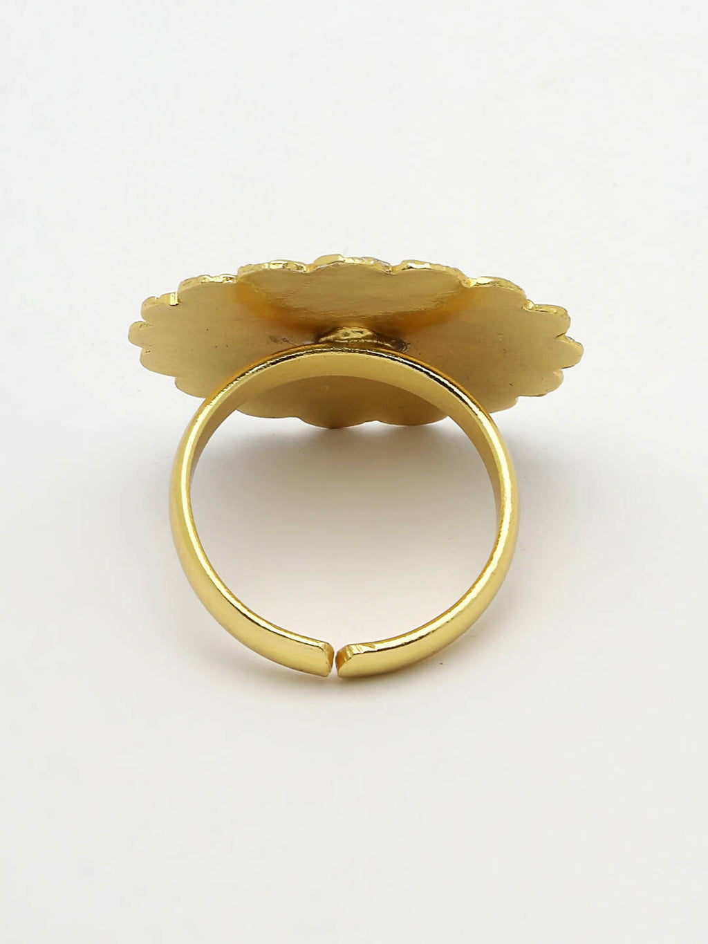 NVR Women Gold-Polished Circular Adjustable Finger Ring | Grocsy