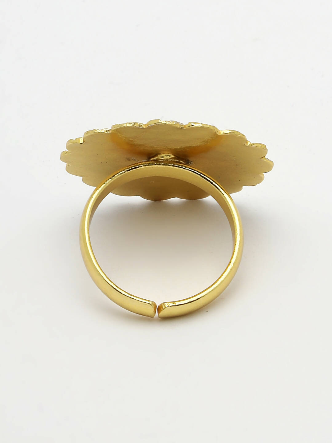 NVR Women Gold-Polished Circular Adjustable Finger Ring | Grocsy