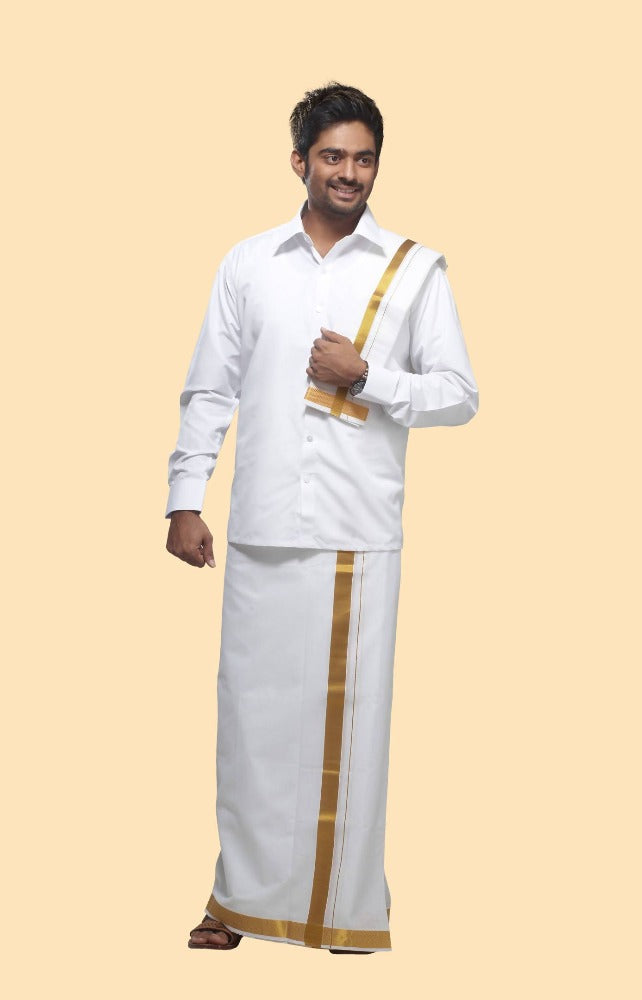 Rajavivaha Cotton White Color Dhoti | Grocsy