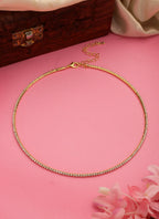 NVR Women's Gold-Toned CZ-Studded Choker Necklace | Grocsy
