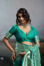 Shree Shyam Fashion Rama Silk Blend Saree | Grocsy