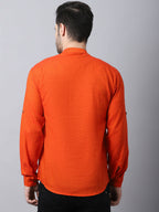 Even Apparels Orange Pure Cotton Men's Kurta With Side Placket | Grocsy