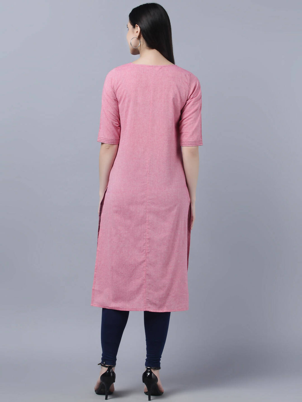 Myshka Women Pink Solid Straight Kurta | Grocsy