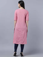 Myshka Women Pink Solid Straight Kurta | Grocsy