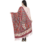 A R Silk Modal Kalamkari Print Fancy Dupatta Color Mehroon Dupatta or Chunni | Grocsy