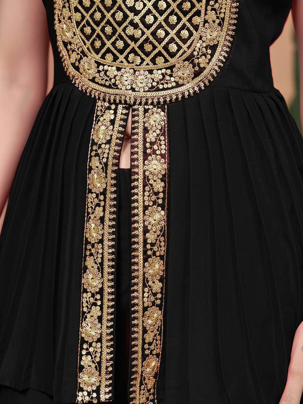 Sangria Embroidered A-line Kurta & Palazzo With Dupatta | Grocsy