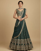 Lehenga Mart Greenish Star Faux Georgette Designer Bollywood Style Wedding Wear Lehenga Choli | Grocsy