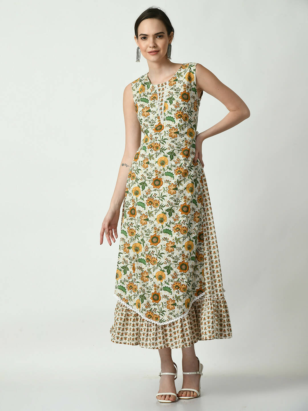 Myshka Women's Multi Floral Printed Gown Dress | Grocsy