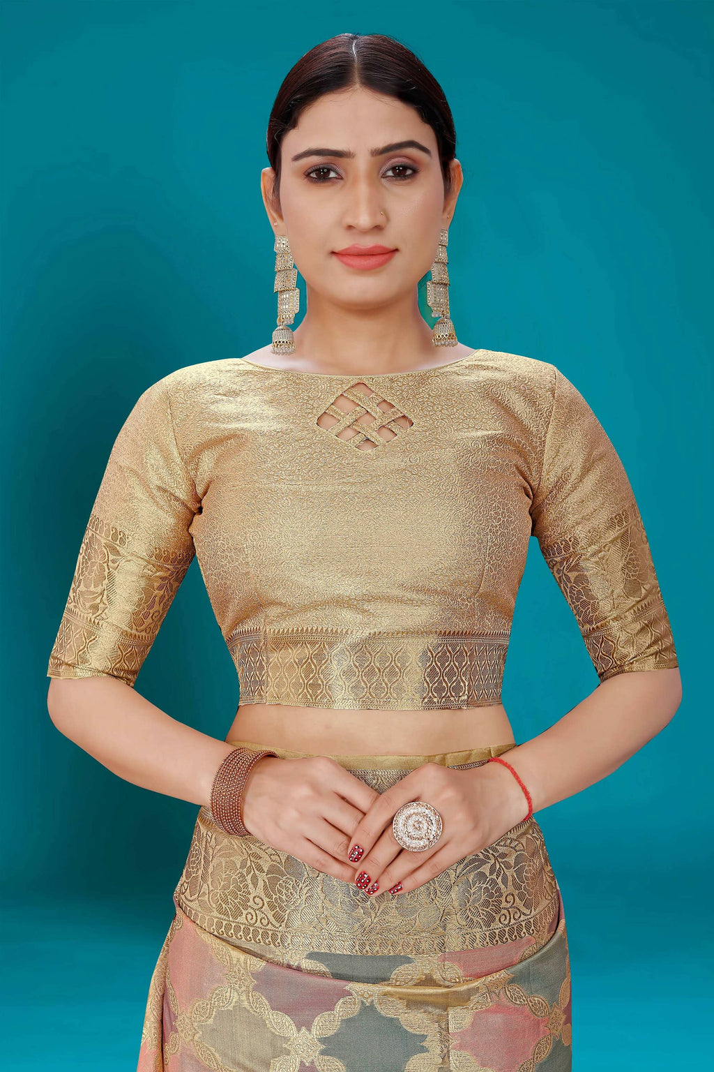 Beige Soft Organza Woven Design Saree with Unstitched Blouse Piece - Zaara | Grocsy