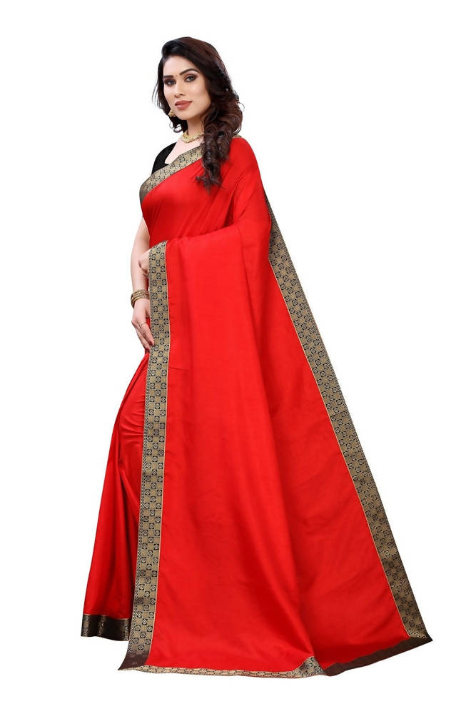 Vamika Red Dola Silk Border Saree (Kirti Red) | Grocsy
