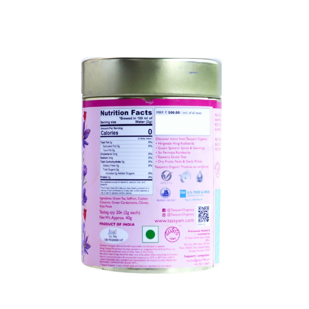 Tassyam Organics Kashmiri Kahwa Biodegradable Tea Bags | Grocsy
