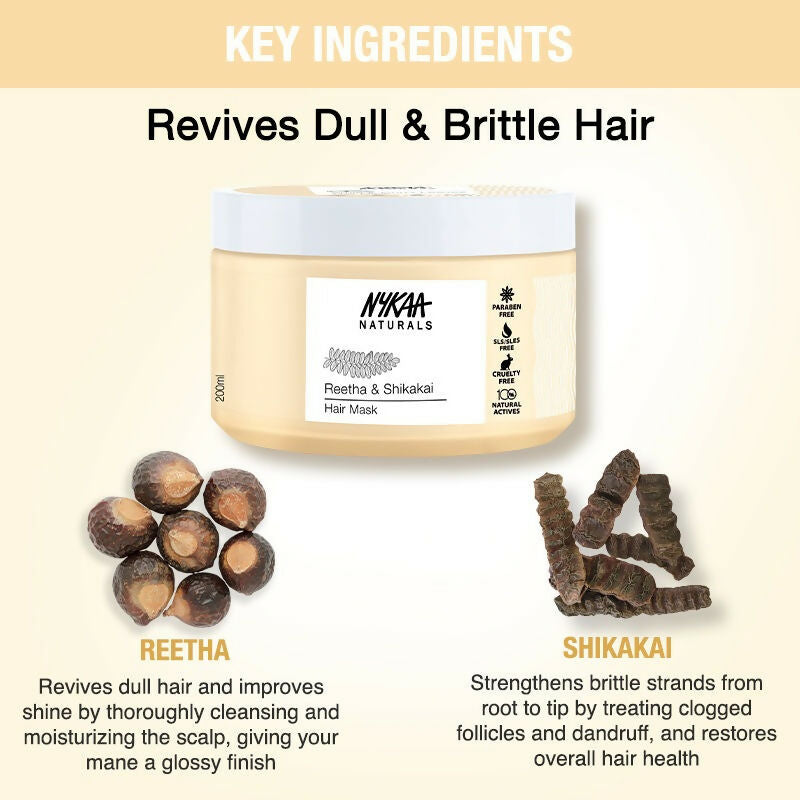 Nykaa Naturals Reetha & Shikakai Hair Mask for Damage Repair & Sulphate-Free | Grocsy