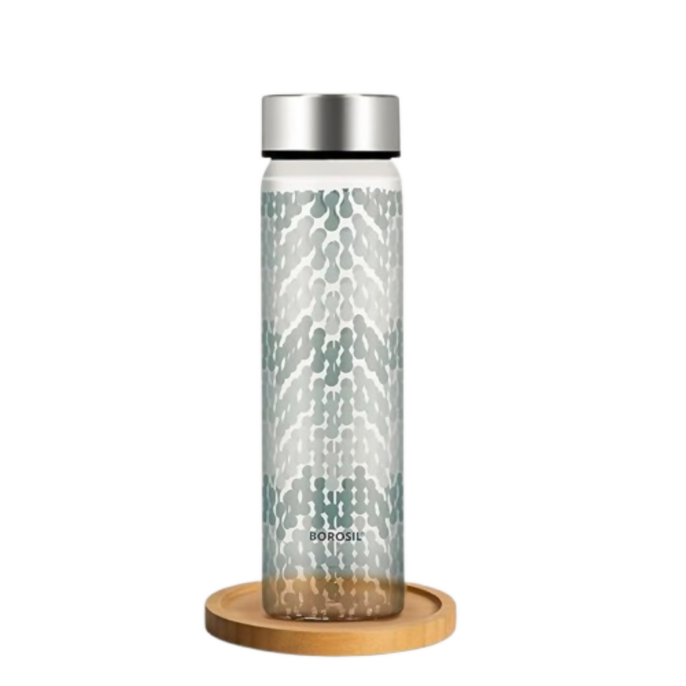 Borosil Artisan Series Wide Mouth Glass Bottle with Metal Lid - Vista | Grocsy