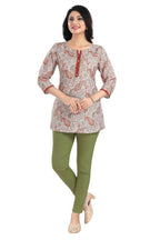 Snehal Creations Charming Cream Rayon Short Kurti Tunic Top | Grocsy