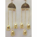 MS Fashion India Antique Gold-Polished Fancy Hanging Jhumka Earrings | Grocsy