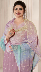 Anaita Lavender Embroidered Silk Stitched Salwar suit | Grocsy