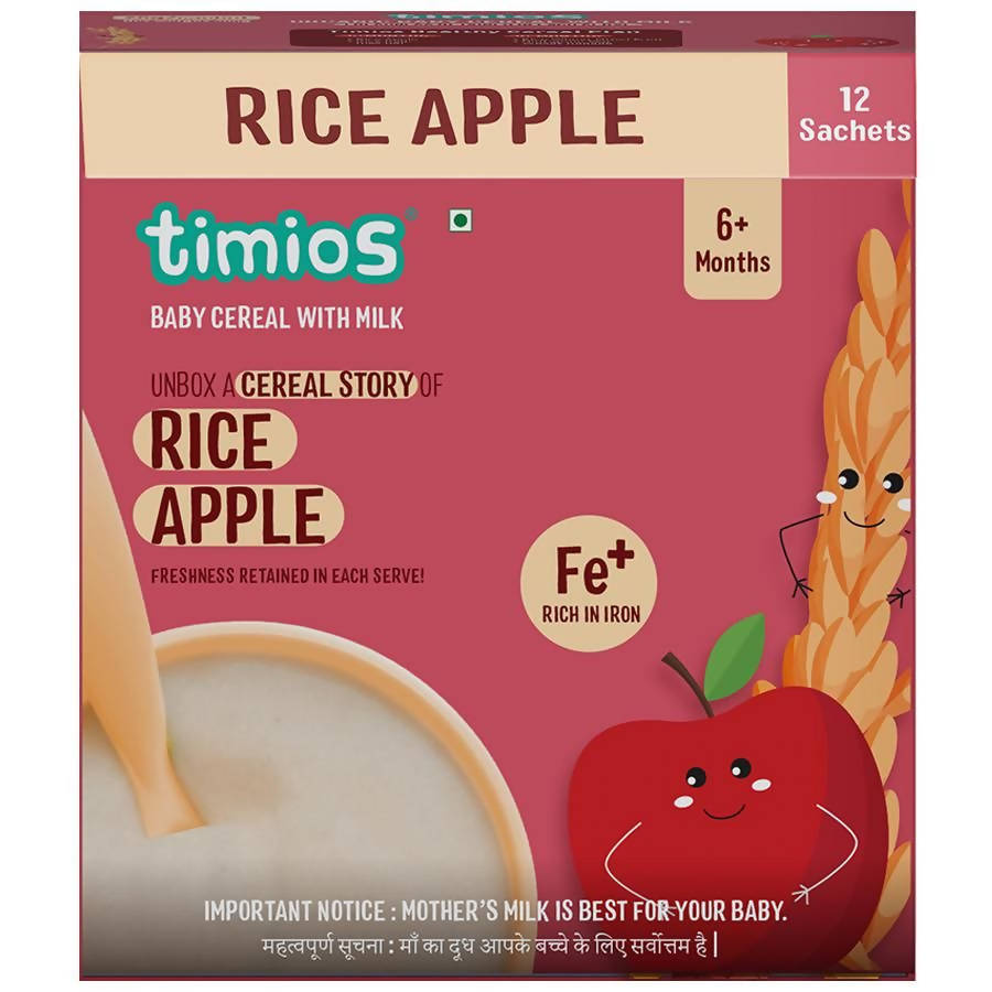 Timios Organic Rice Apple Baby Cereal | Grocsy