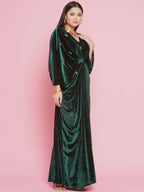 Joban Fashion Green Velvet Hand Embellished Gown | Grocsy