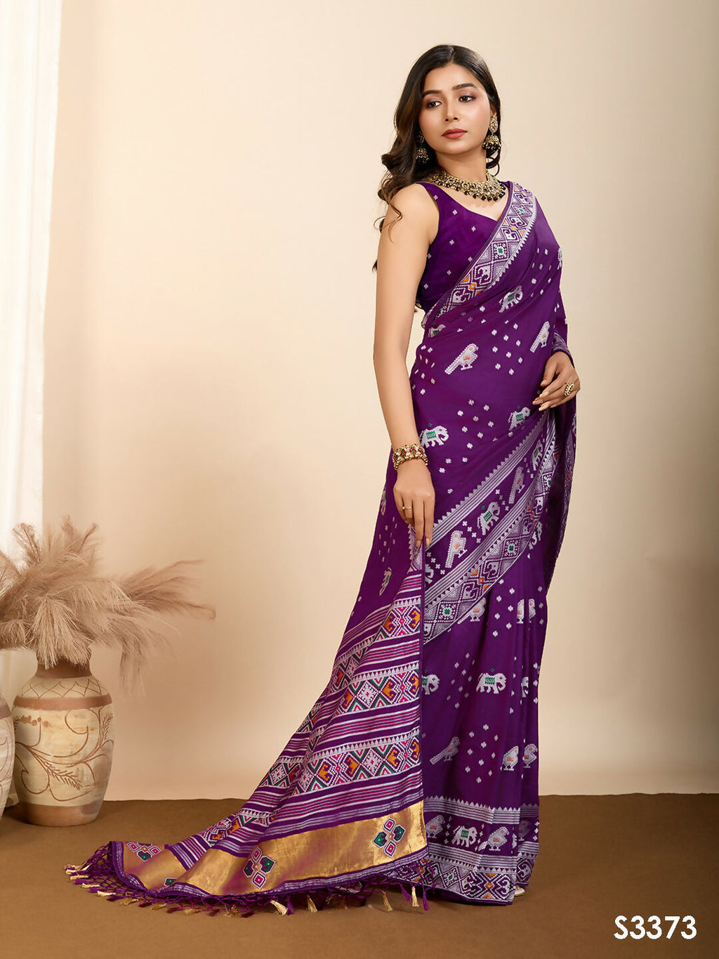 Purple Soft Silk Woven Meenakari Designer Saree - Vedanti | Grocsy