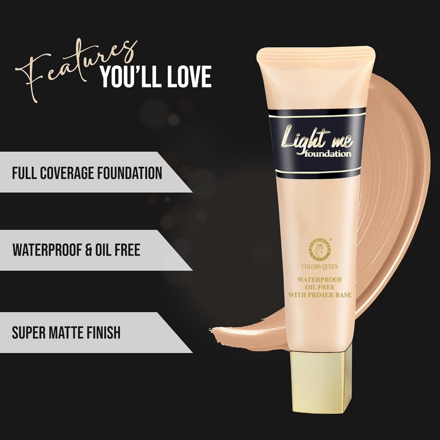 Colors Queen Light Me Foundation with Primer – Natural Almonds | Grocsy
