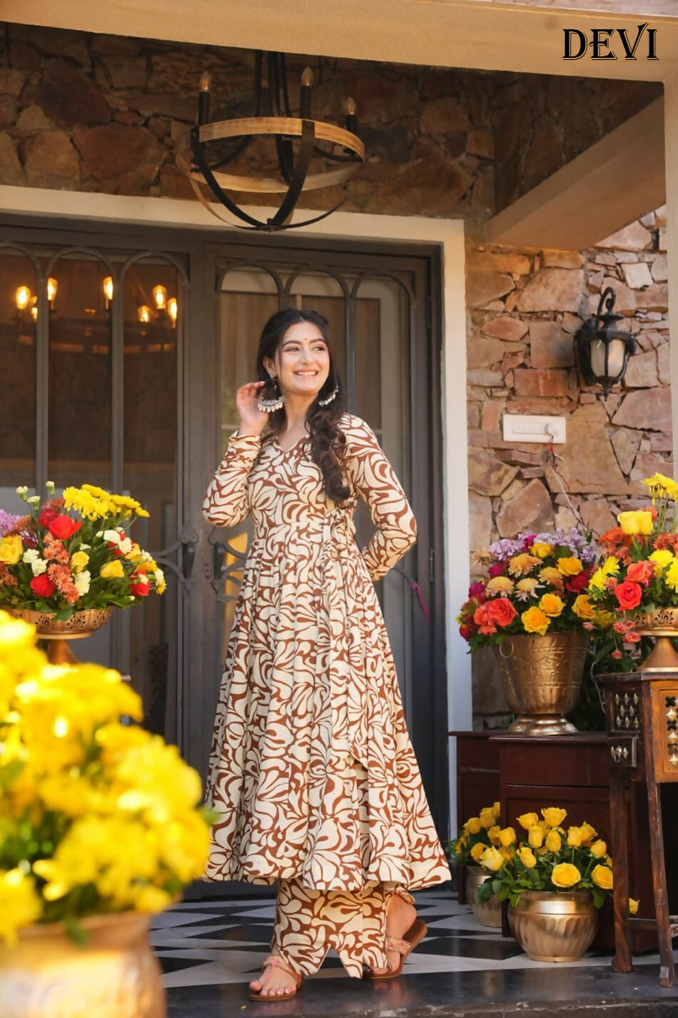 Aayaa Designer Printed Full Flared Suit | Grocsy