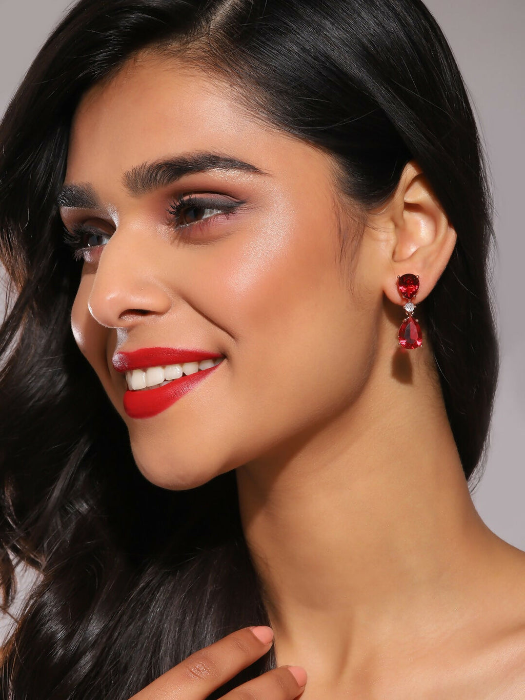Maroon Stone Earrings- Ruby Raang | Grocsy