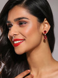 Maroon Stone Earrings- Ruby Raang | Grocsy