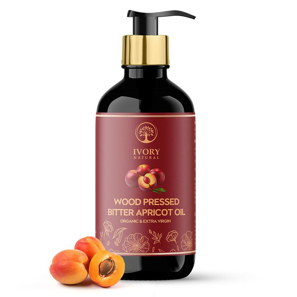 Ivory Natural Wood Pressed Bitter Apricot Oil Organic & Extra Virgin For Deep Moisturization, Gentle Hydration, And Youthful Glow | Grocsy