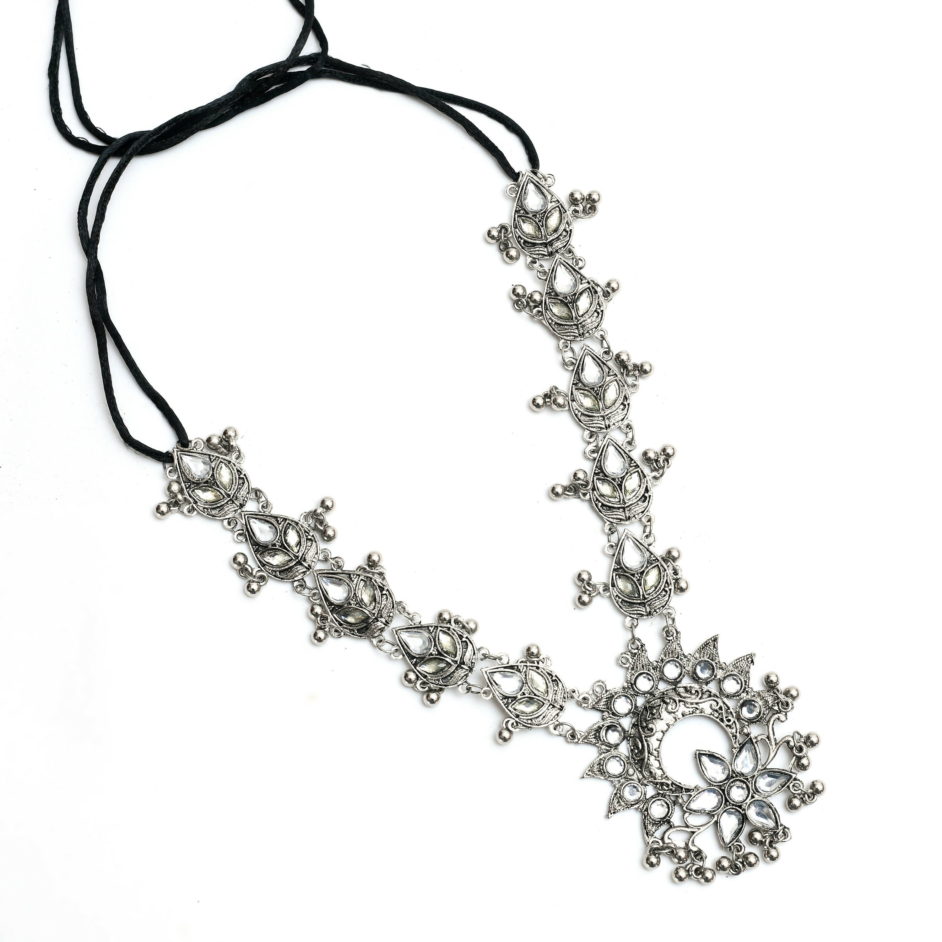 Mominos Fashion Johar Kamal Women Silver-Plated Brass Finish Rani Haar Statement Necklace | Grocsy