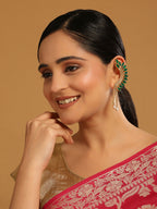 Nuyug 22K Gold Plated Faux Emerald Studded Contemporary Ear Cuff Earrings | Grocsy