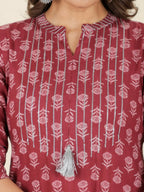 Aramya Straight Soft Cotton Block Print Women's Kurta - Pink | Grocsy